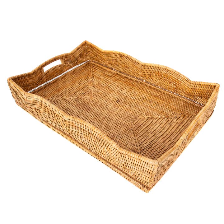 Artifacts Trading Company - Wholesale Decorative Tray - Artifacts Rattanâ„¢ Scallop Collection Rectangular Tray