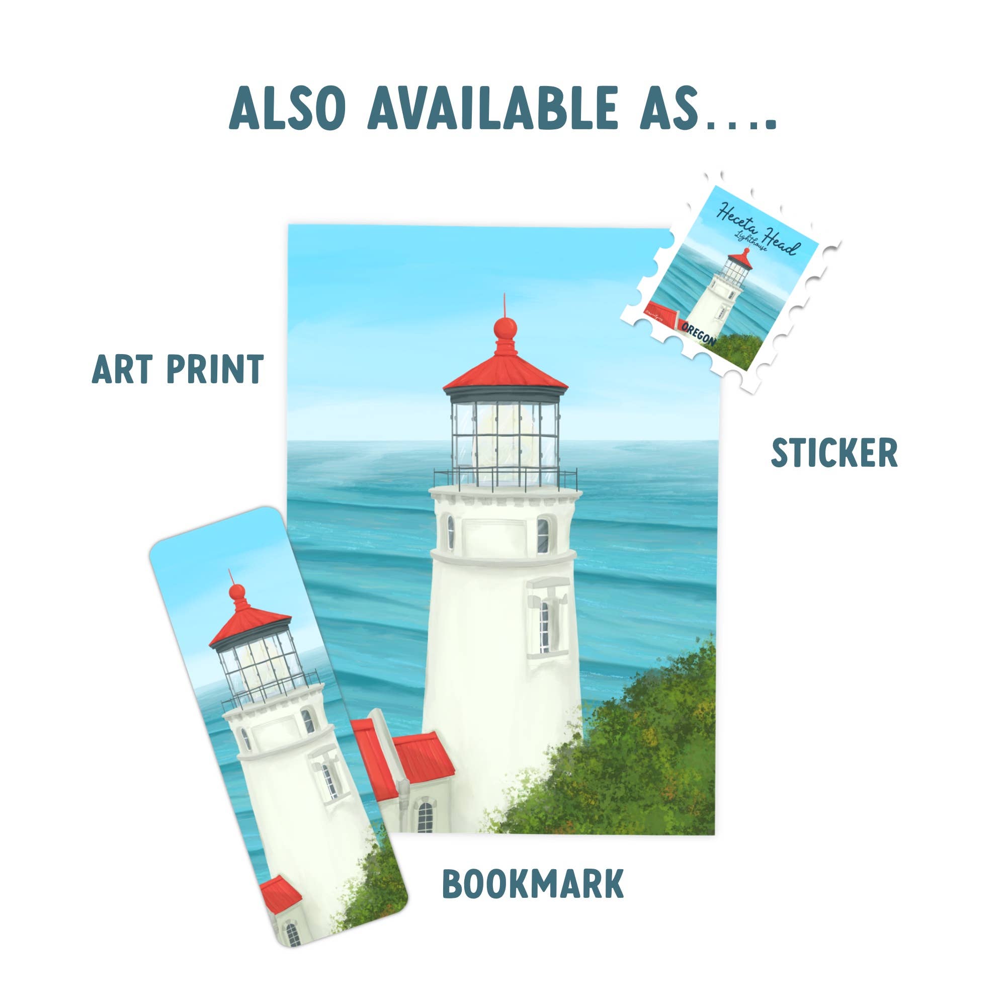 25 Sweetpeas - Wholesale Christmas Card - Heceta Head Lighthouse Greetings From Card Box Set of 64