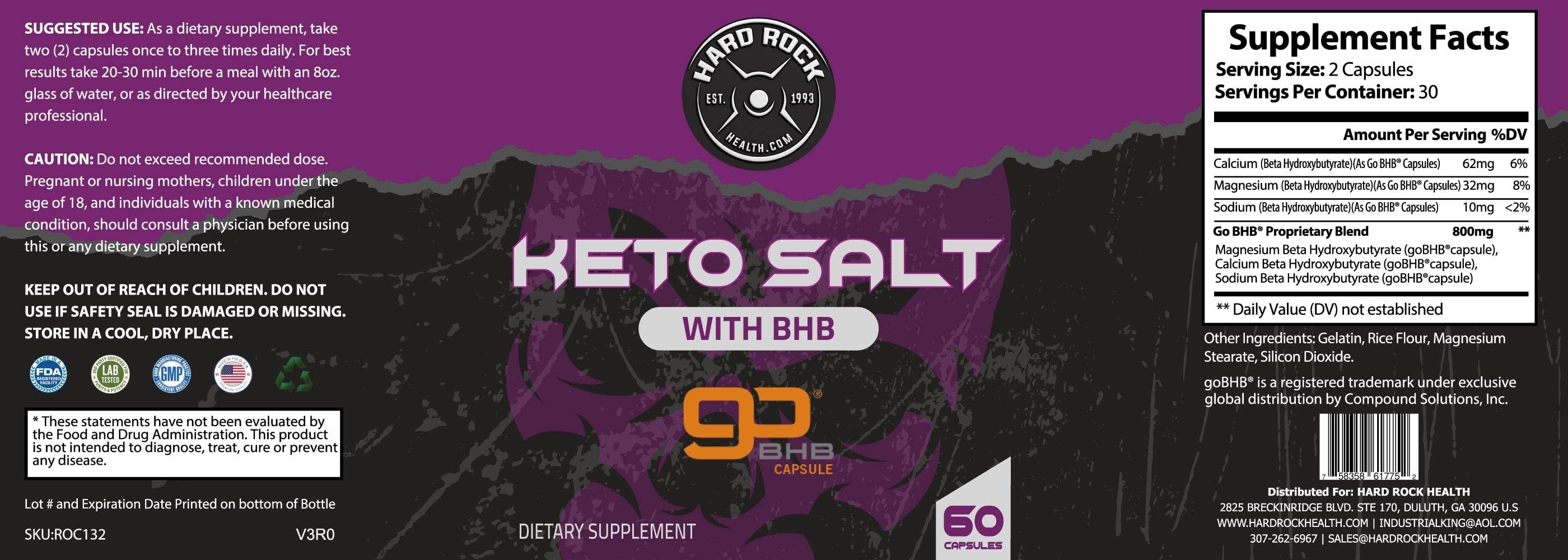 Hard Rock Health Stores – wholesale Oralt tillskott/Vitamin – Keto salt med BHB- Naturlig ketos med hjälp av keton & ketogen Diet2