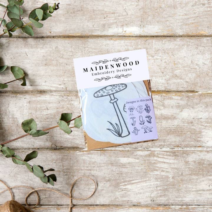 Maidenwood Embroidery Designs - Wholesale Embroidery/Cross Stitch Supplies - Wild Mushroom Hand Embroidery Stick and Stitch Patches2