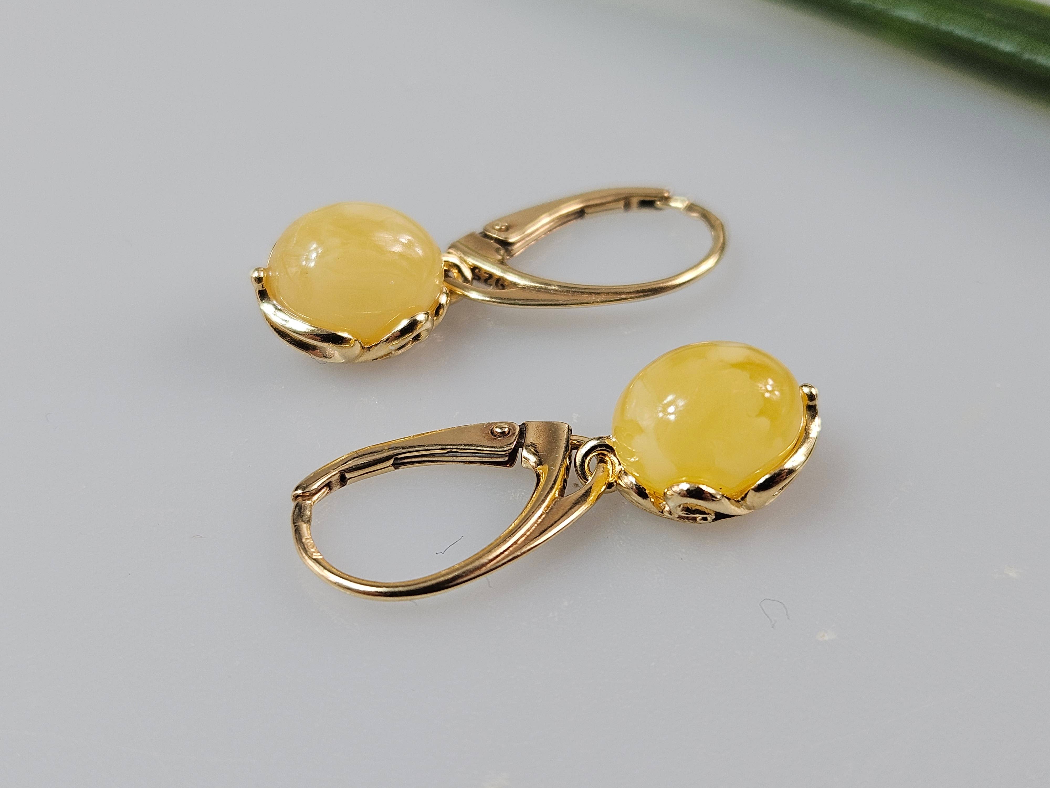 AmberLithuania - Wholesale Dangle Earrings - White Baltic amber Earrings Gift for women Gold jewellery4