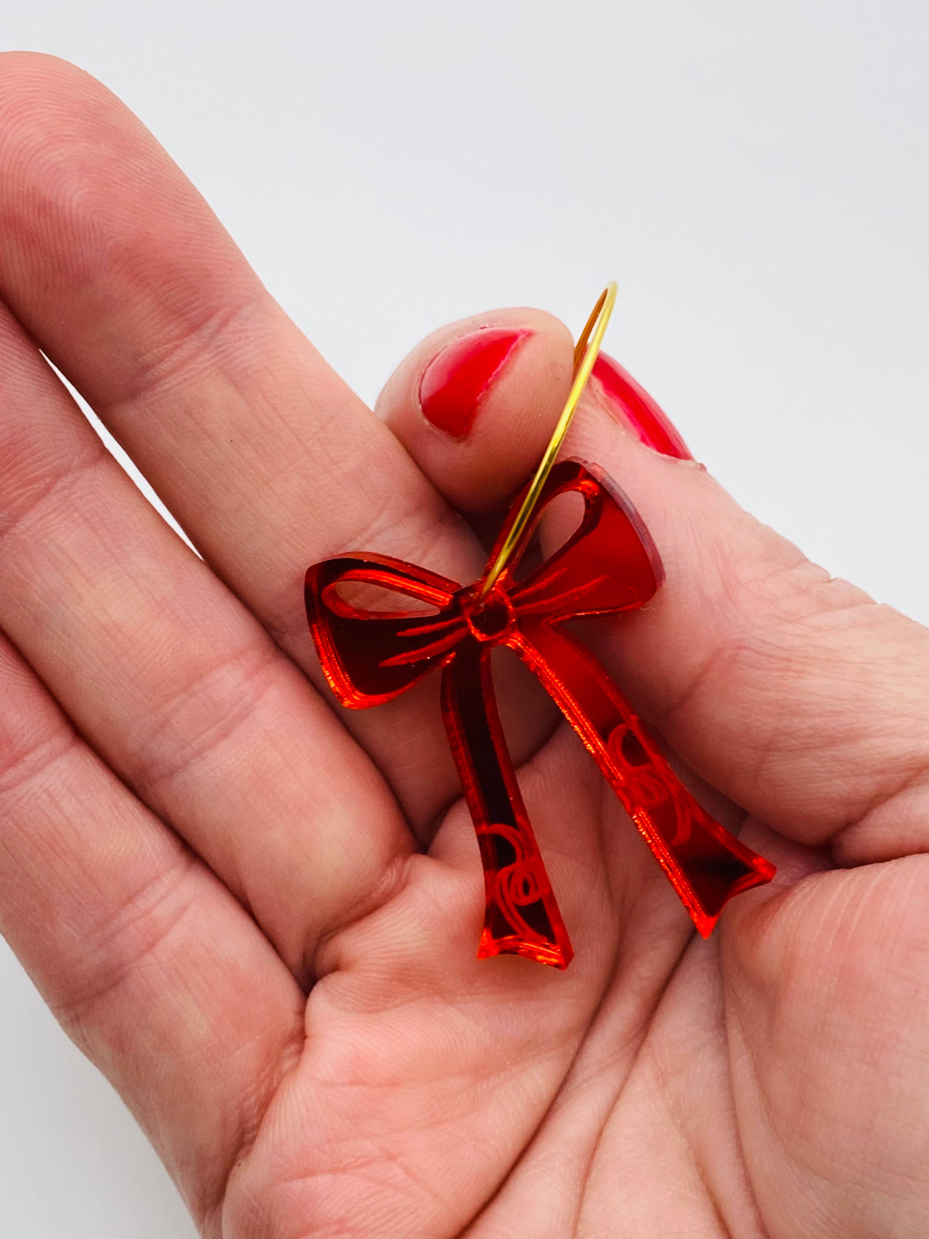 Sandy Lou Designs - Wholesale Dangle Earrings - BOWS ON A HOOP EARRINGS PINK5