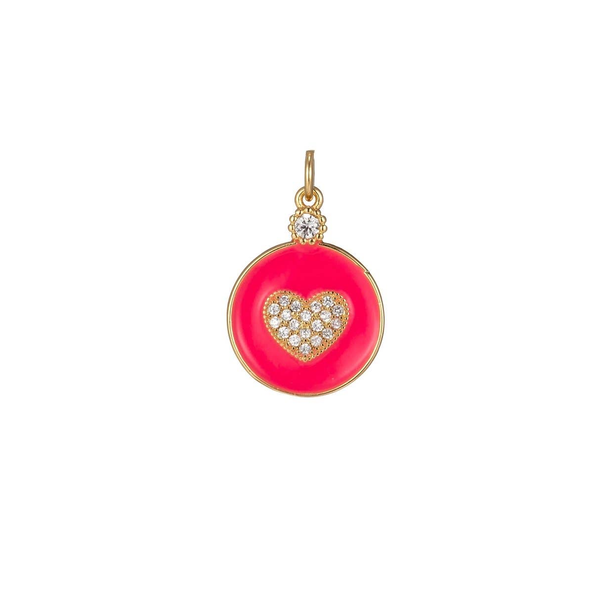 Aim Eternal – wholesale Individual charm/pendant – Dainty Gold Filled Coin Enamel Charm with Micro Pave Heart For Colorful Candy Jewelry Y2K Jewelry M-438 - M-4472