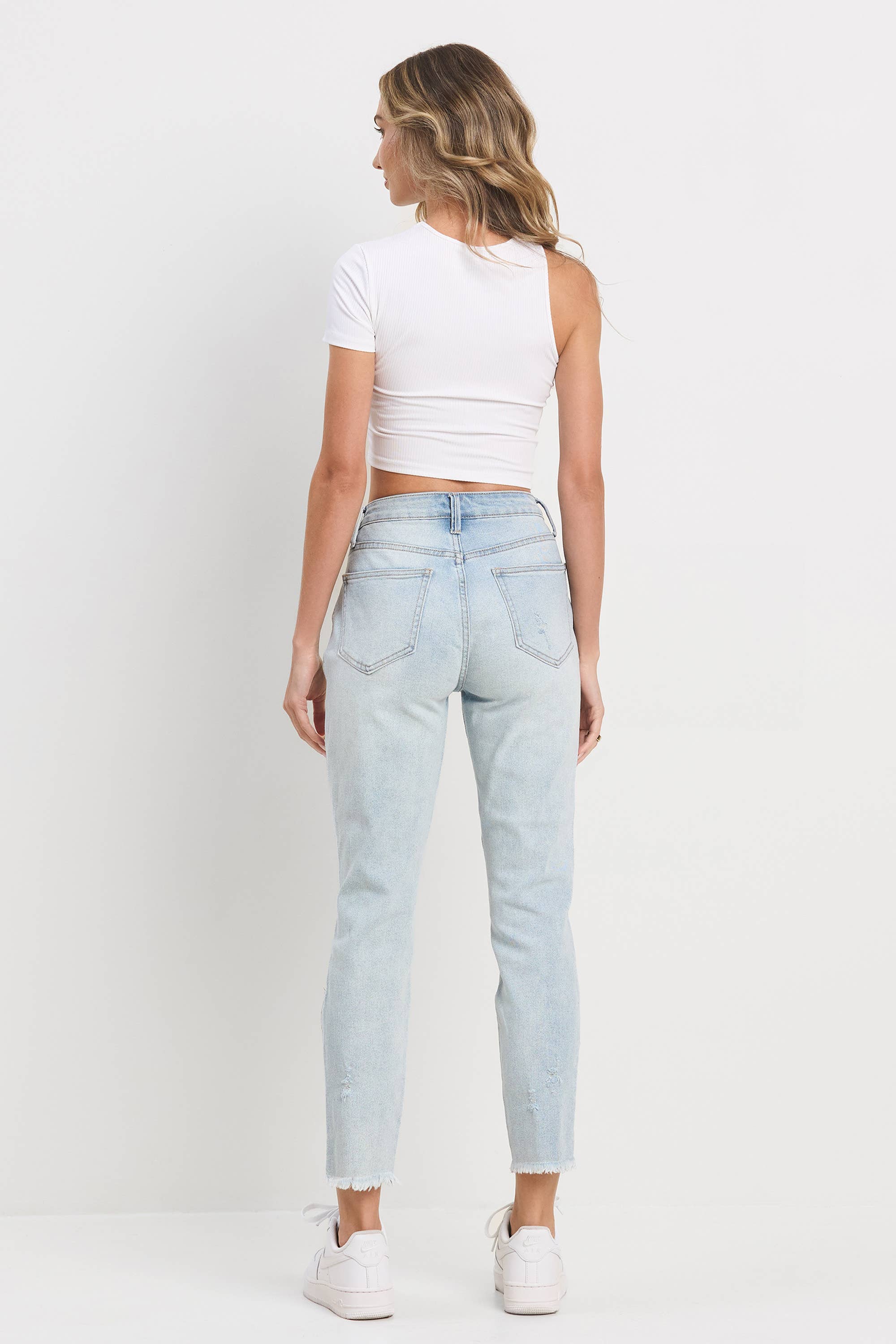 Light Wash Distressed Mom for wholesale on Faire2