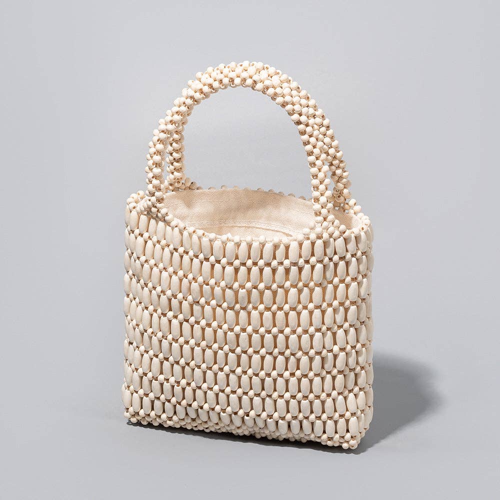 Dipped Shop - Wholesale Beach Bag - Wooden Bead Woven Handbags DPFB06063