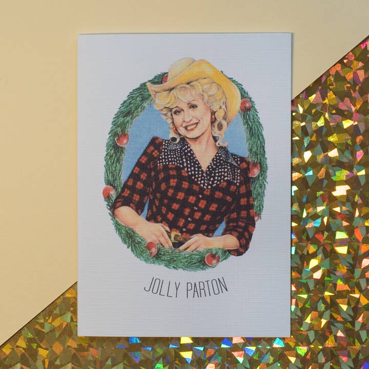 Carte de Noël Dolly Parton pour la vente par Mandy Illustrates