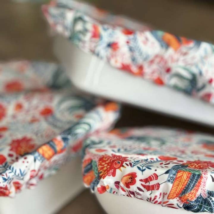 Kit Carson Accessories - Wholesale Food Storage Wrap/Bag - Dish covers - Rooster pattern- 7 to15" & 9X13 Casserole pans0