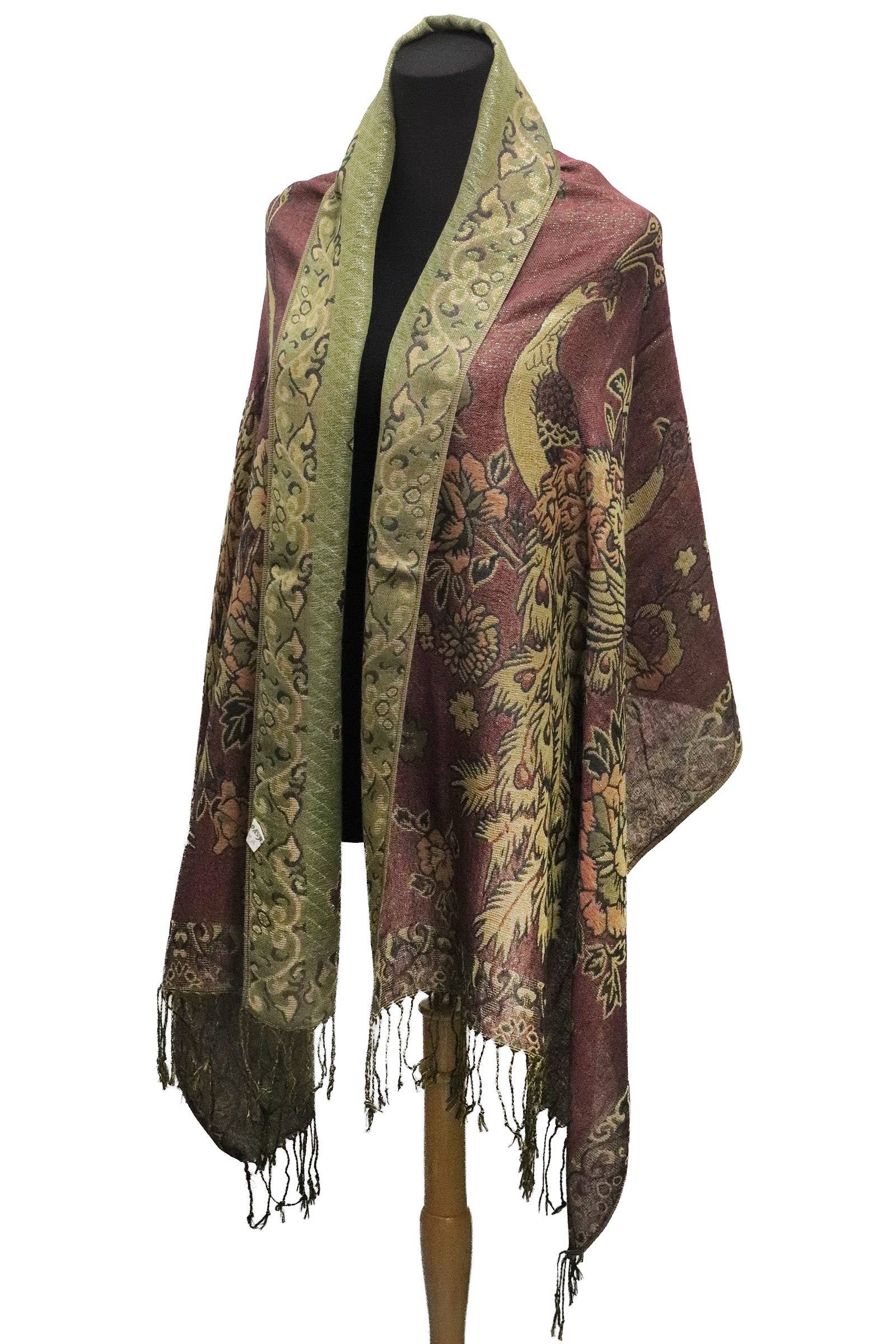 ASSORTED Peacock Peony Floral Metallic Pashmina Shawl Scarf for wholesale on Faire3