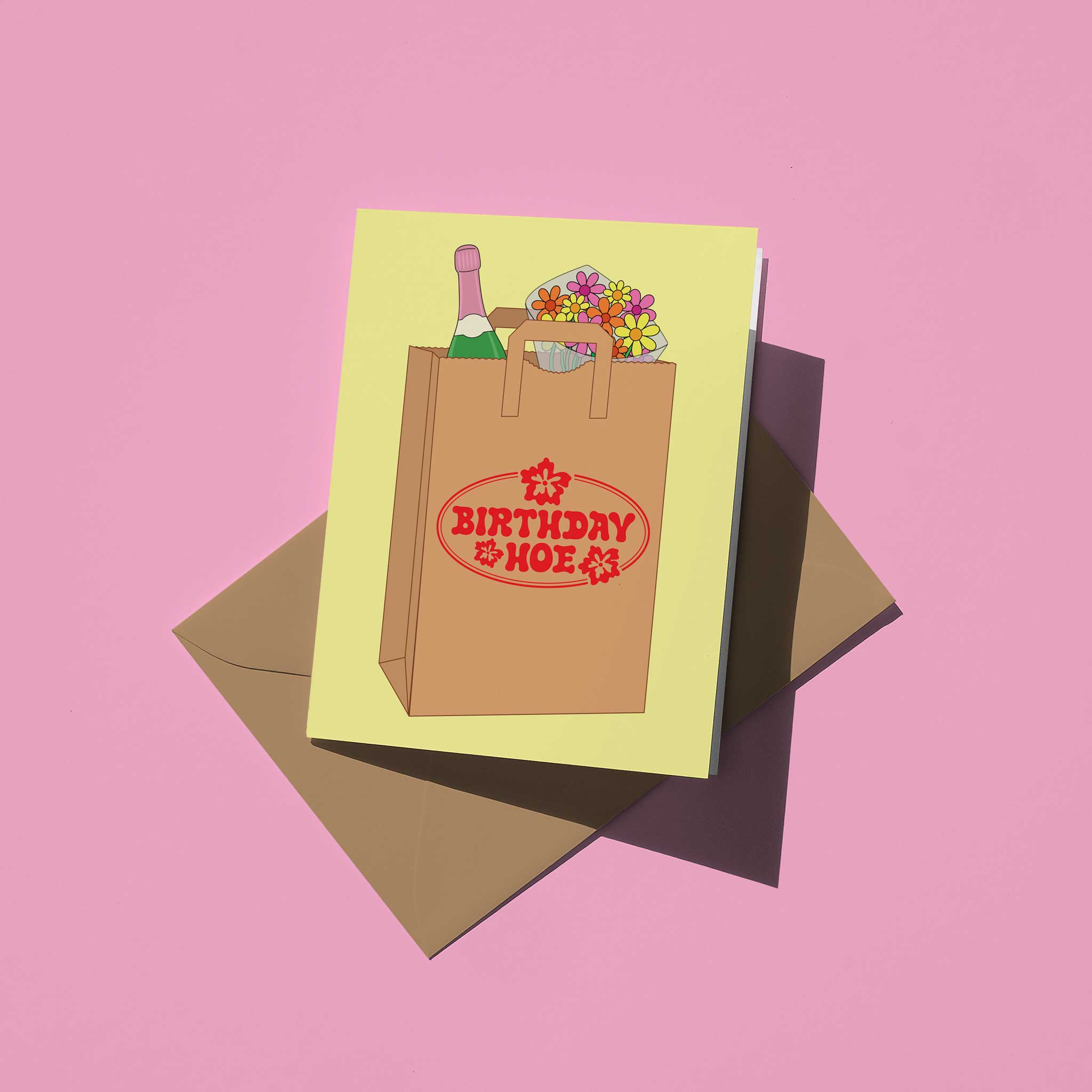 No Yeah For Sure – wholesale Birthday card – Birthday Hoe Champagne & Flowers Card2