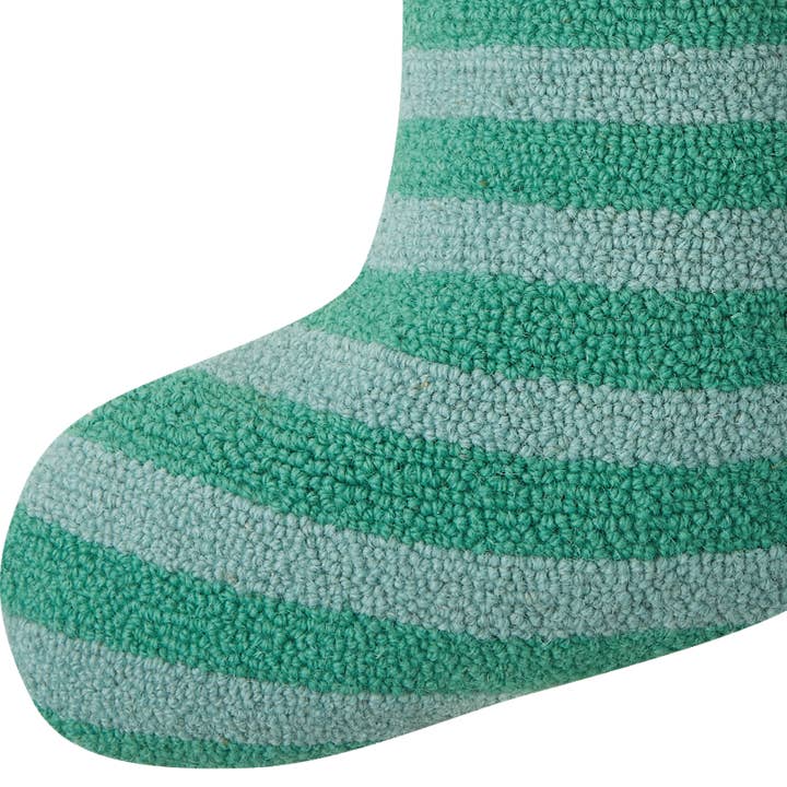 Peking Handicraft - Wholesale Holiday Stocking - Green Stripe w/Tassel Hook Stocking - Ampersand2