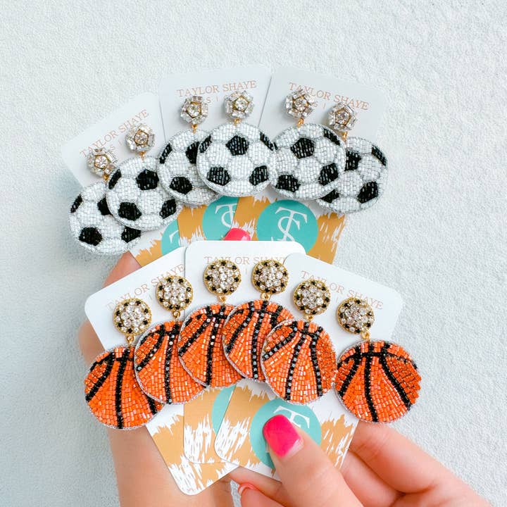 Taylor Shaye Designs - Wholesale Dangle Earrings - Beaded Basketball1