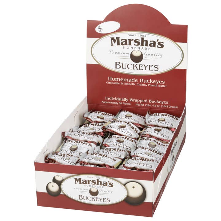 Marsha's Buckeyes - Wholesale Chocolate Covered Sweets - Case of 60, Individually Wrapped Buckeye Sweets1