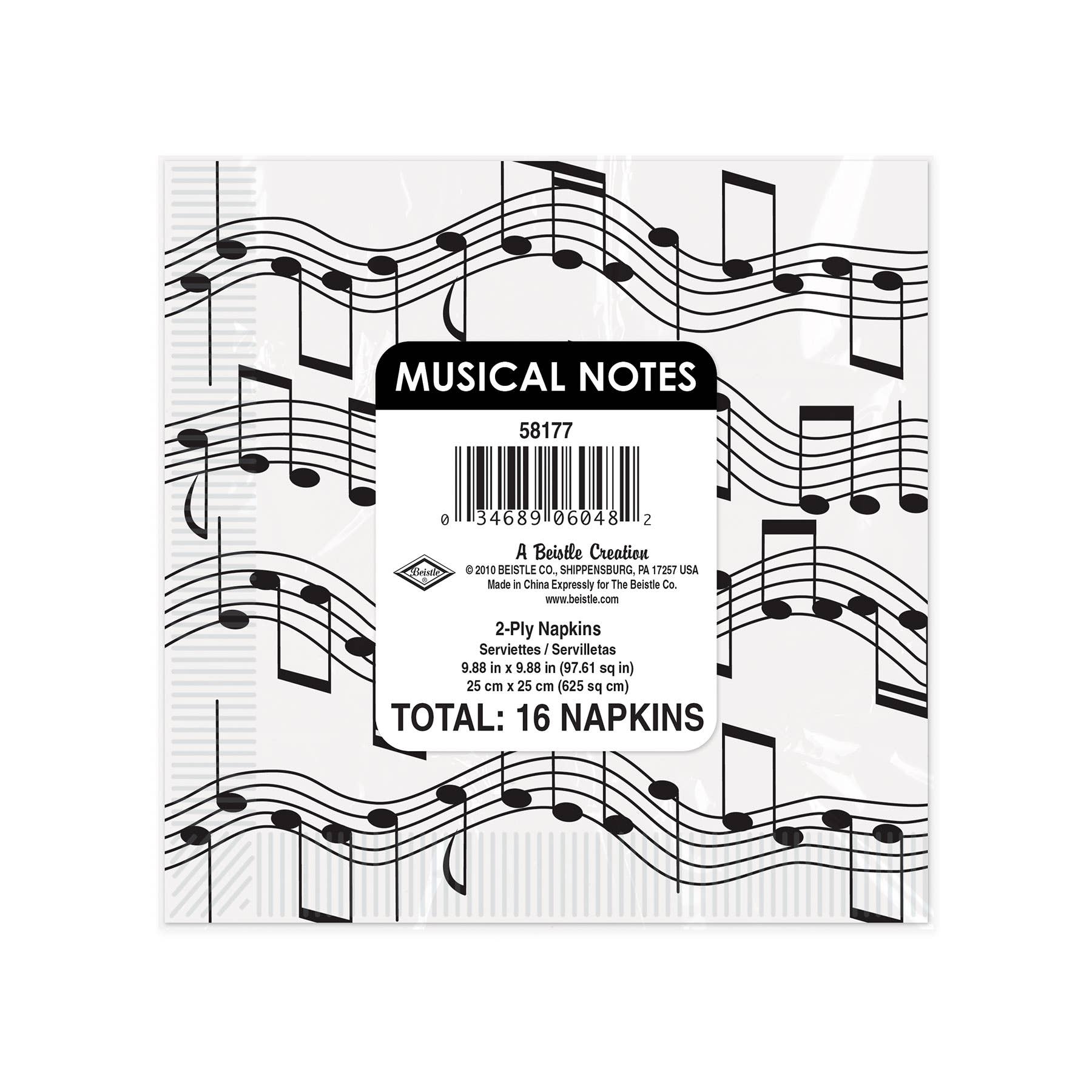 Beistle - Wholesale Disposable Napkin - Musical Notes Beverage Napkins, 2 ply, 16 per package1