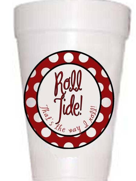 Alabama That's The Way We Roll Polka Styrofoam Tailgating Cups for wholesale by Preppy Mama