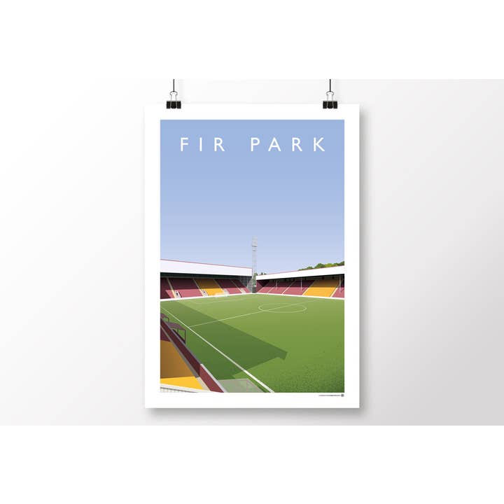 Motherwell Fir Park Davie Cooper/John Hunter Stand Poster for wholesale by Matthew J I Wood Design & Illustration