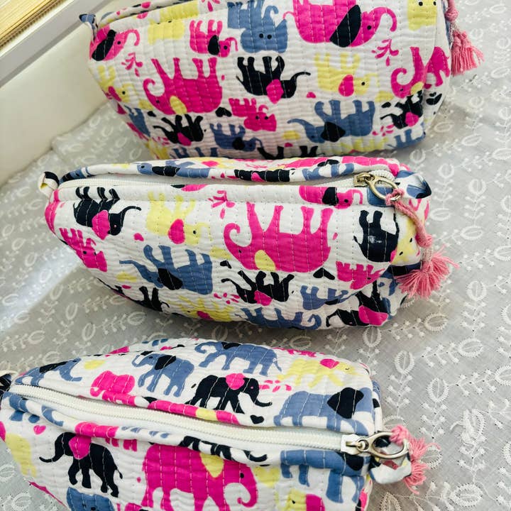 Meghcraft - Venta al por mayor Bolsa para maquillaje - Bolsas de cosméticos acolchadas de algodón, bolsa de regalo, bolsa de tocador, 3 unidades2