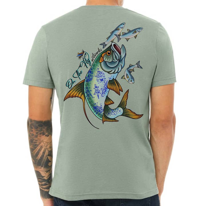 TATTOOED TARPON! Tarpon Mullet Unisex Tee for wholesale by On The Fly Artworks
