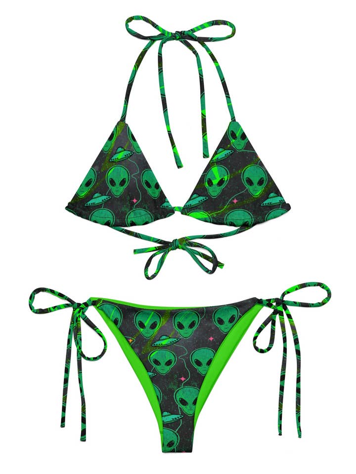 Alien, strengbikini med all-over-print, Festival Alien-top for engroshandel hos Axis Mundi Art & Design