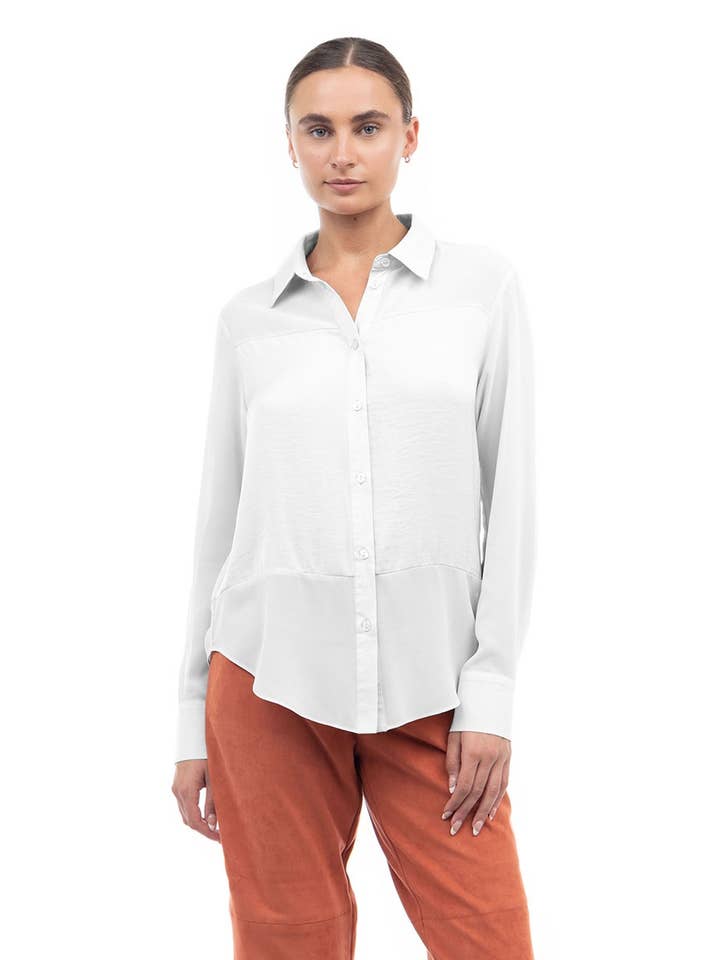 Camicetta a maniche lunghe a contrasto con bottoni per la vendita all'ingrosso da parte di Naked Zebra