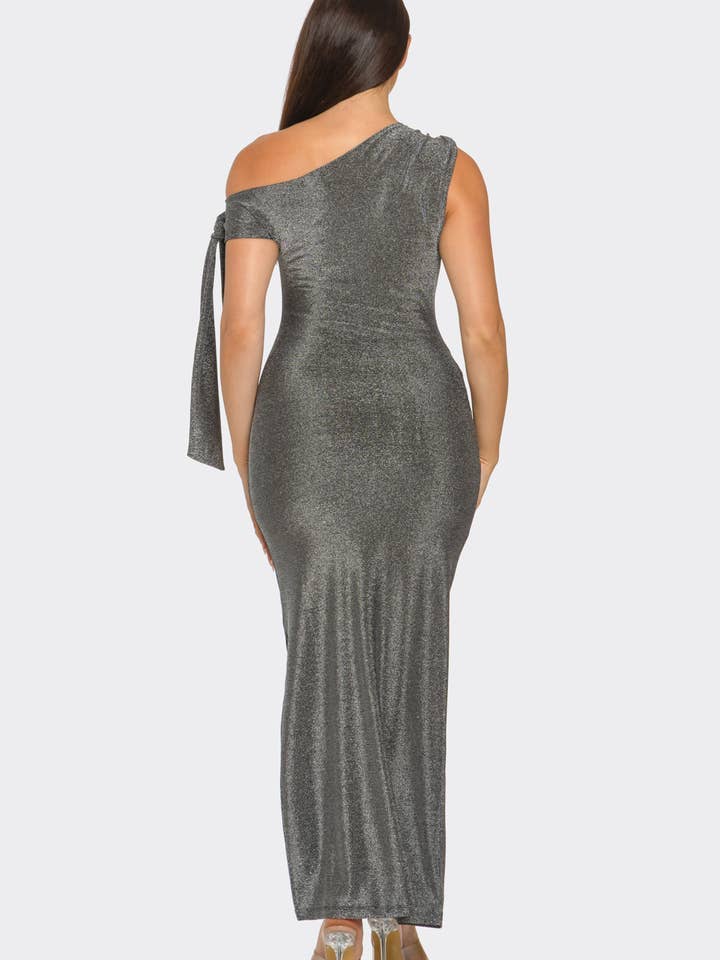 Julia by LoveJ - Wholesale Dress - Women's - Asymmetric One Shoulder Tie Side Slit Maxi Dress 3