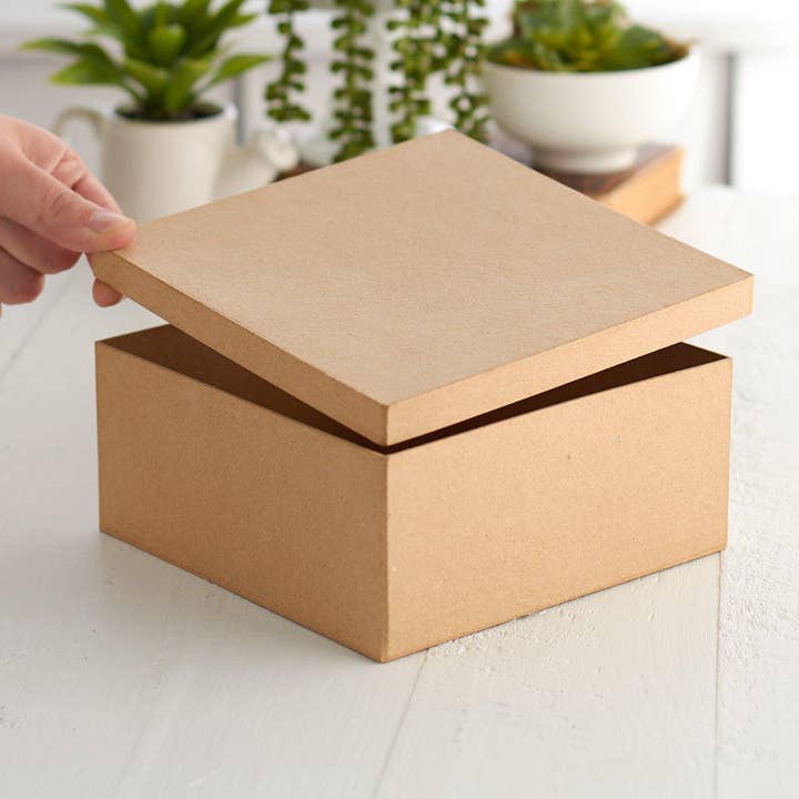 Factory Direct Craft - Wholesale Gift Box - Premade Paper Mache Square Box - 7" x 7" x 3"