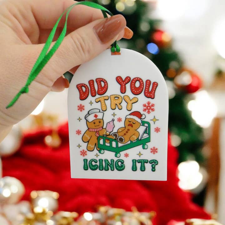 Tentaste pôr gelo nisso Ornamento de Natal, Engraçado, Presente para enfermeira por atacado de Happyink.co