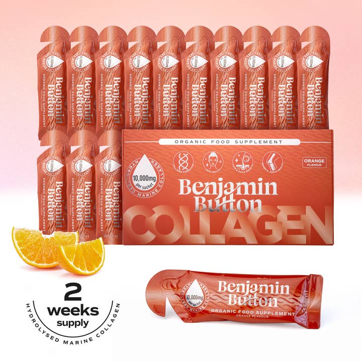 14x Marine Collagen Liquid Sachets, 12000 mg Orange Flavour for wholesale by Benjamin Button