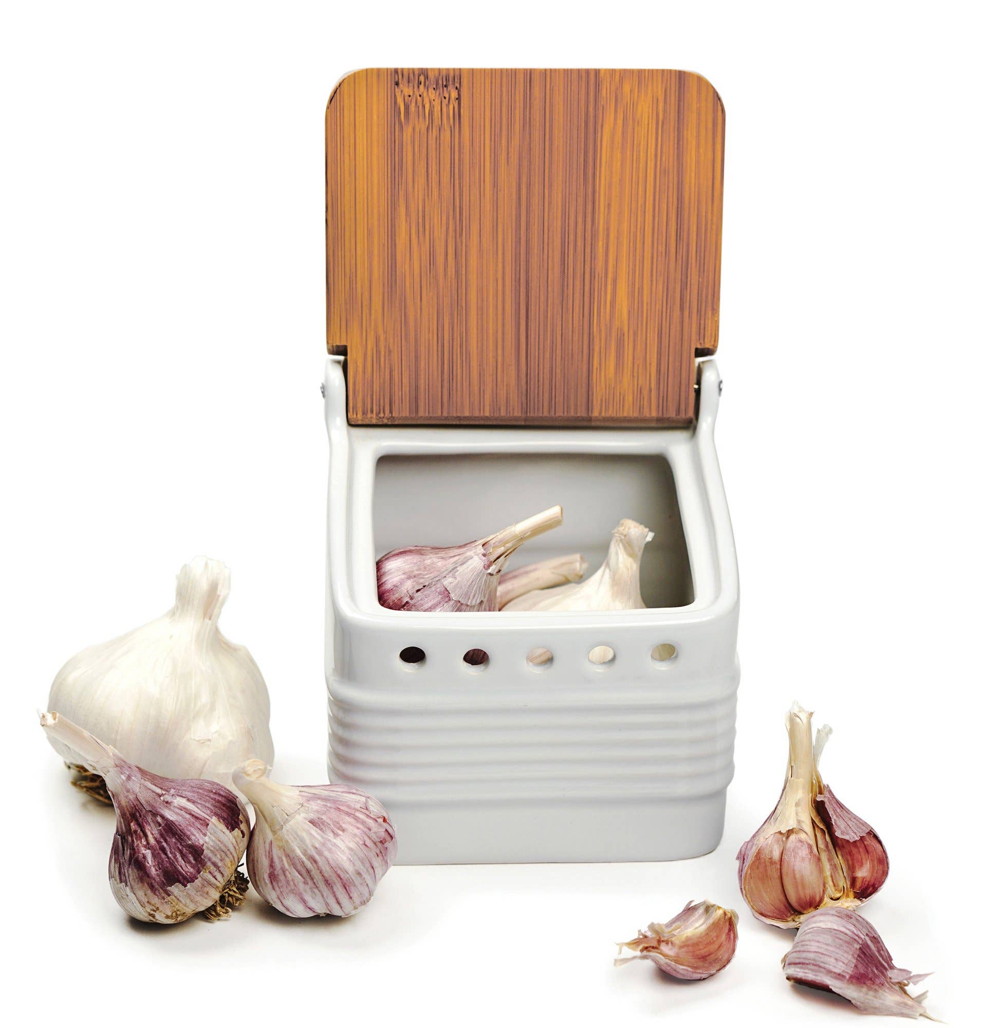 RSVP International - Wholesale Kitchen Tool/Gadget - Stoneware Garlic Keeper - White1
