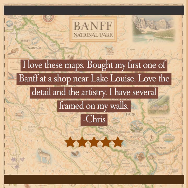 XPLORER MAPS - Vente Assortiments de papeterie/cartes - Carte-note avec carte du parc national de Banff, vierge