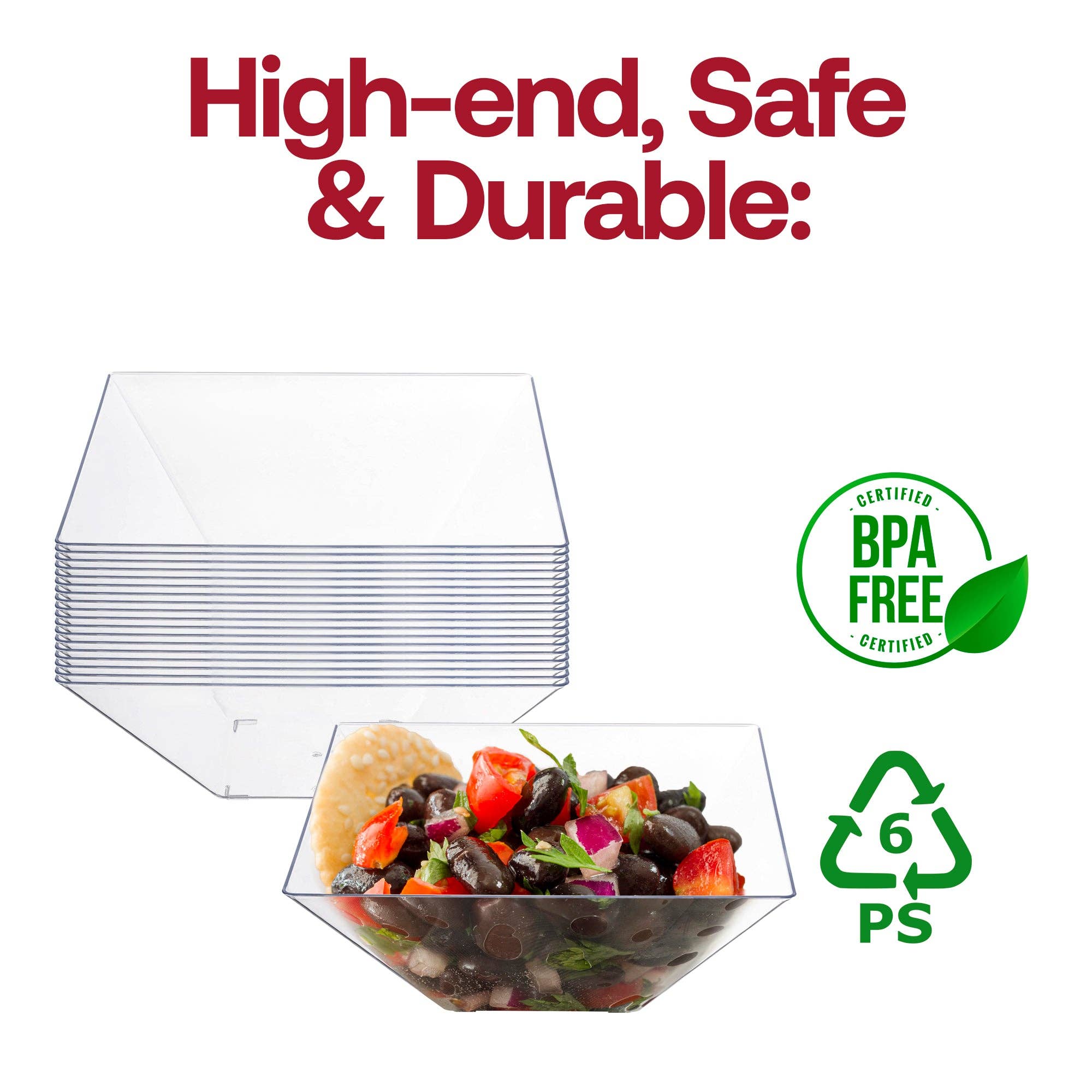 Smarty had a Party – Engroshandel Engangsbestik til servering – 3 qt. klare firkantede plastserveringsskåle - 24 stk.4