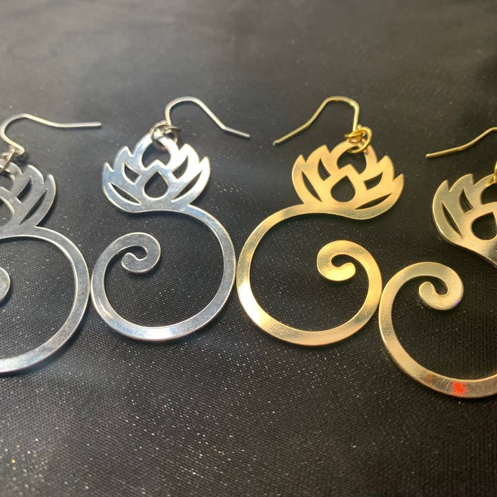 Lotus statement earrings for wholesale by New Moon Magic Studio