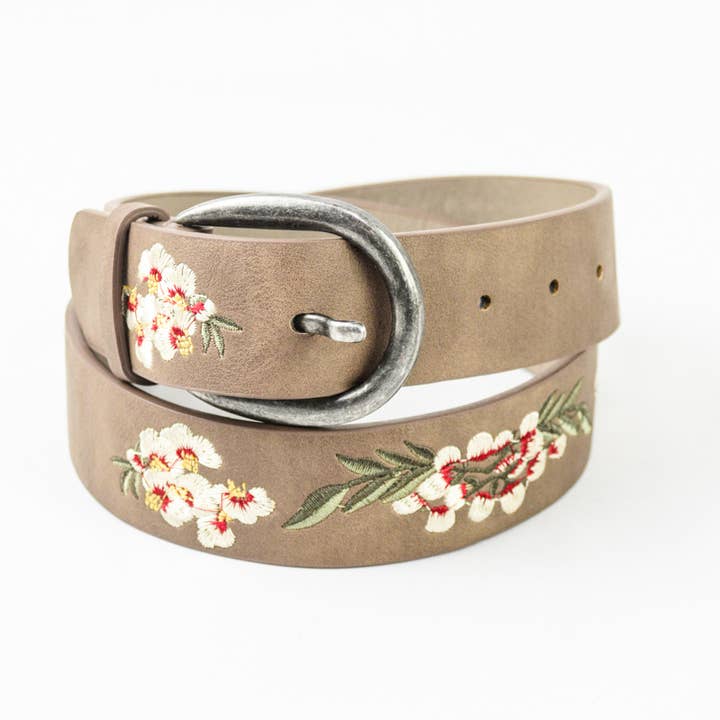 Leto Accessories - Wholesale Belt - Women's - Hibiscus Embroidered Bohemian Belt
