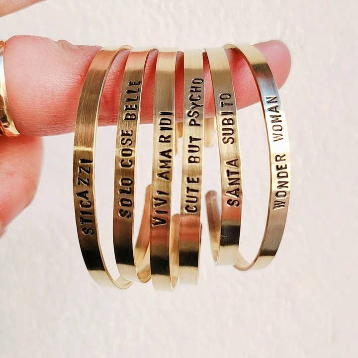 SUPER SLIM BRASS BRACELET WITH ENGRAVING for wholesale by Loti jewels