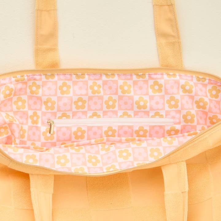 The Darling Effect - Wholesale Tote Bag - Women's - Terry Tote-Peach Check2