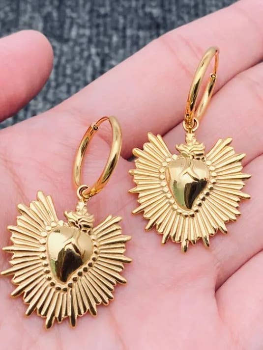 Beautiful earrings Sacred Heart/ex-voto for wholesale by Wild & Free