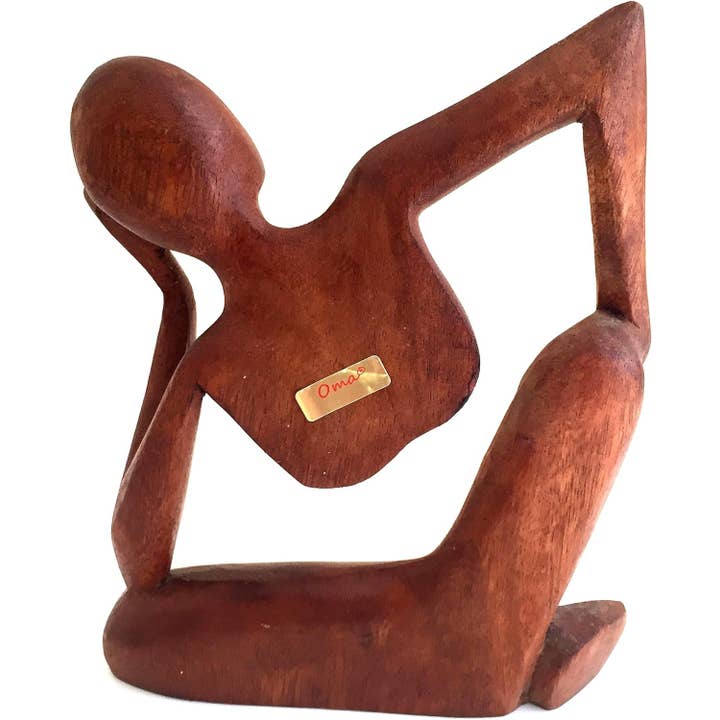 OMA - Eclectic Home - Wholesale Sculpture - Wood Thinker Thinking Man Statue Modern Abstract Home Decor
