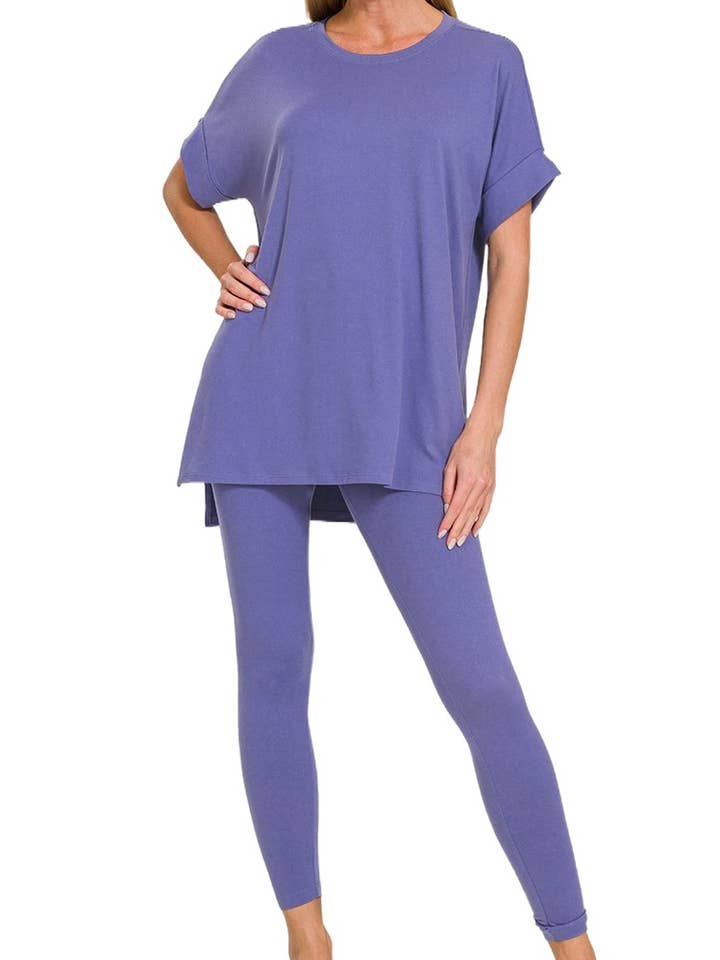 Brushed Dty Microfiber Loungewear Set for wholesale by Vanilla Monkey