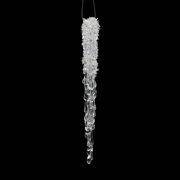 Vickerman 8" Clear Icicle Christmas Ornament, 6 per Bag for wholesale by Vickerman