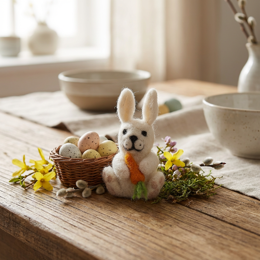 Felt So Good - Vente Objets de décoration - Décoration de Pâques en feutre à suspendre à la main avec lapin à5