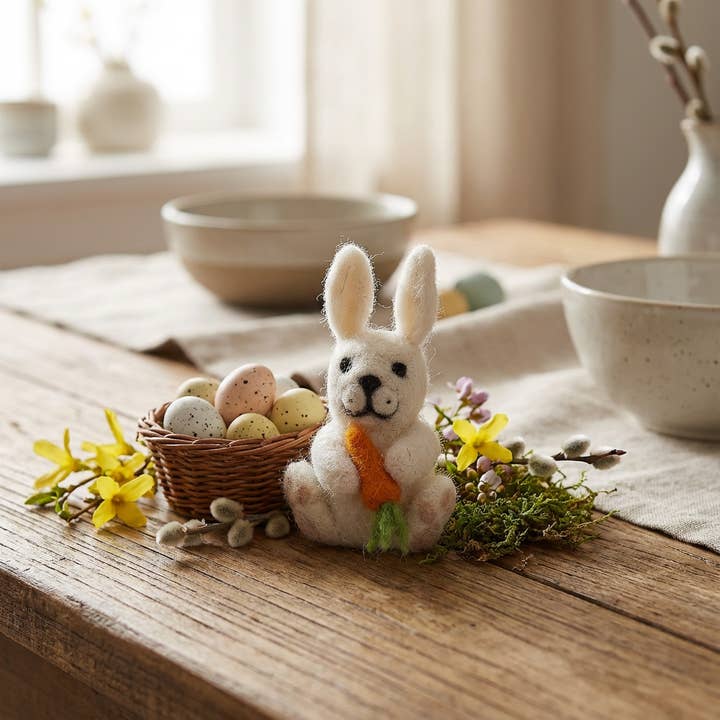 Felt So Good - Vente Objets de décoration - Décoration de Pâques en feutre à suspendre à la main avec lapin à5