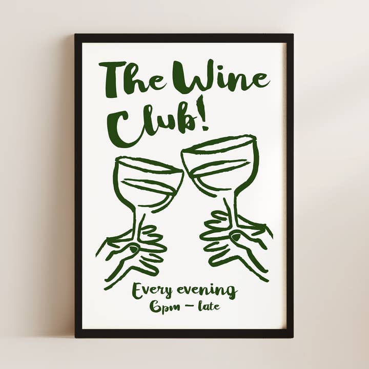 Der Weinclub im grünen Wandkunst-Druck für den Großhandel von Alluvion