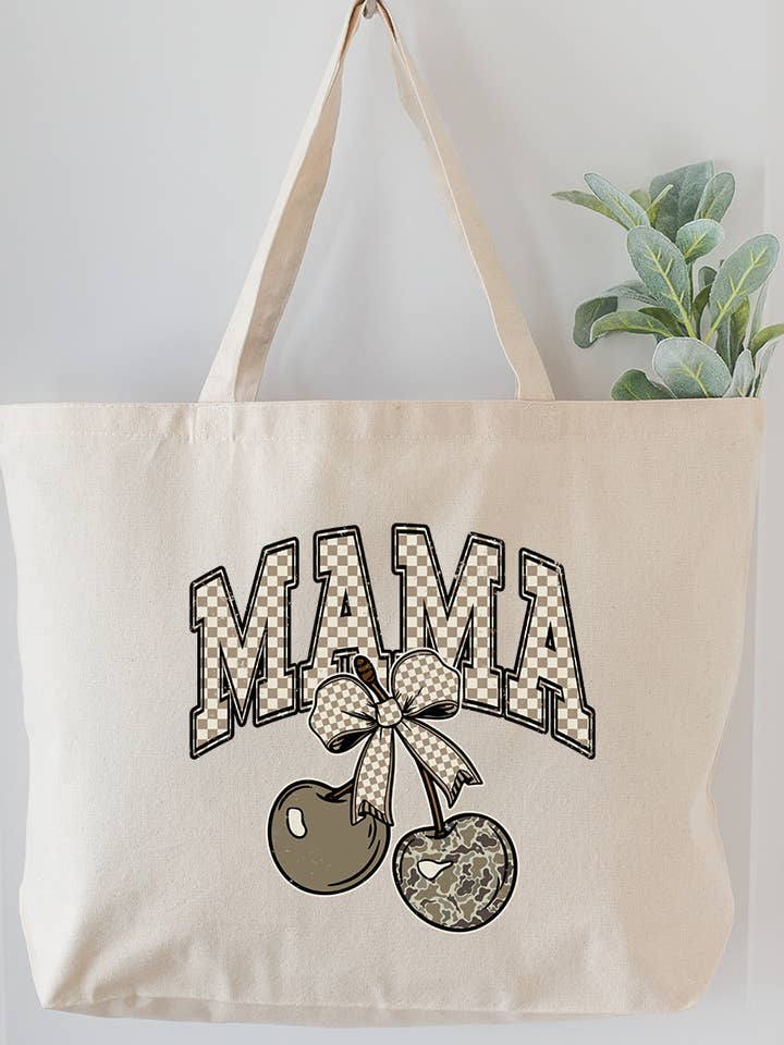 Cherry Luxe Mama Canvas Jumbo Tote for wholesale by Wholesale Accessory Market