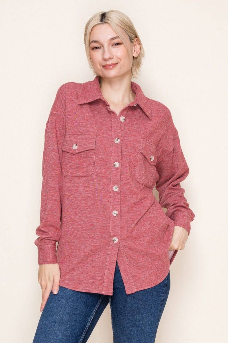 White Birch – Engroshandel Skjortejakke/shacket – til kvinder – T10369 Langærmet Solid Strikskjorte22