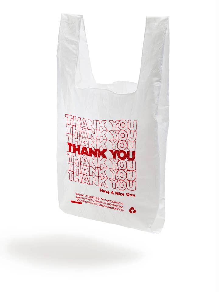 Thank You Tote // Red TYTY On White // Lauren DiCioccio for wholesale by OPEN EDITIONS