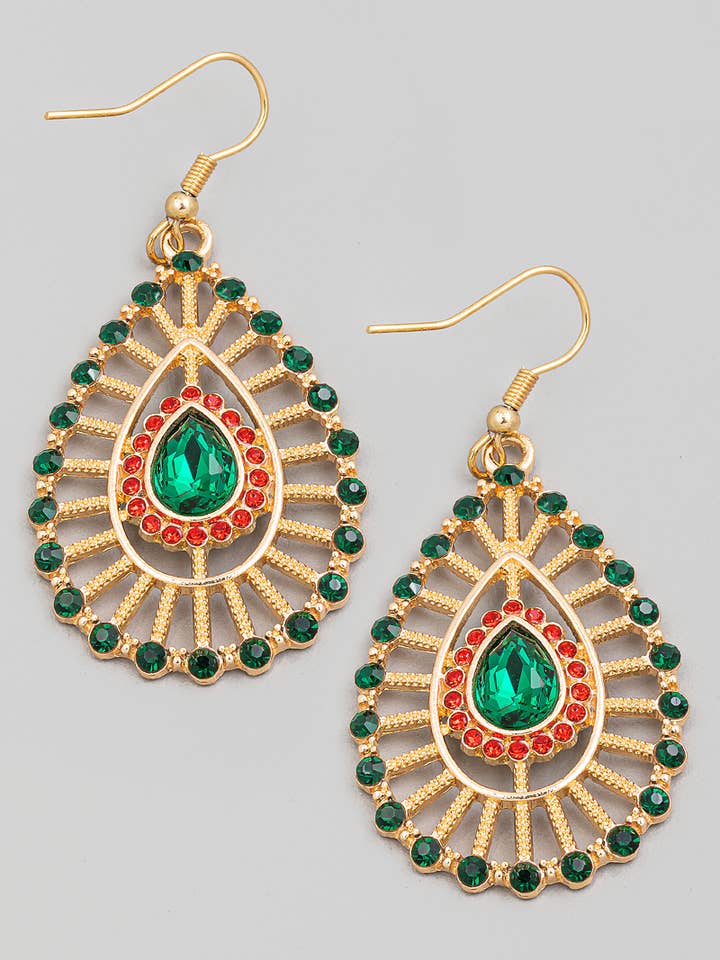 Teardrop Christmas Rhinestone Earrings for wholesale by anbfashion
