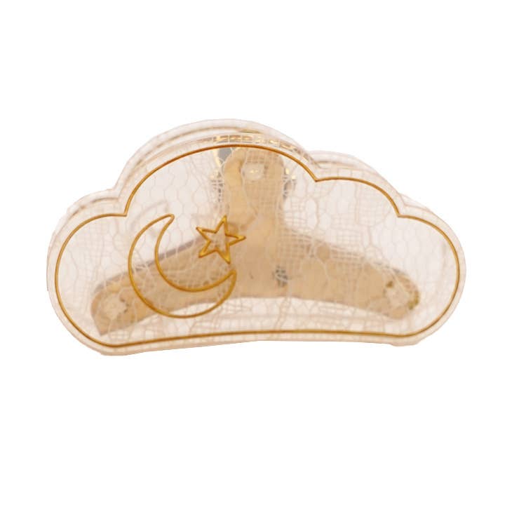 Transparent Star-Moon Textured Cloud Hair Clip for wholesale on Faire2