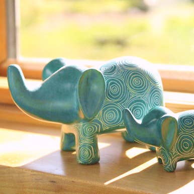 Mbare Home + Gift - Wholesale Decorative Figurine - Ocean Green Elephant - Soapstone2