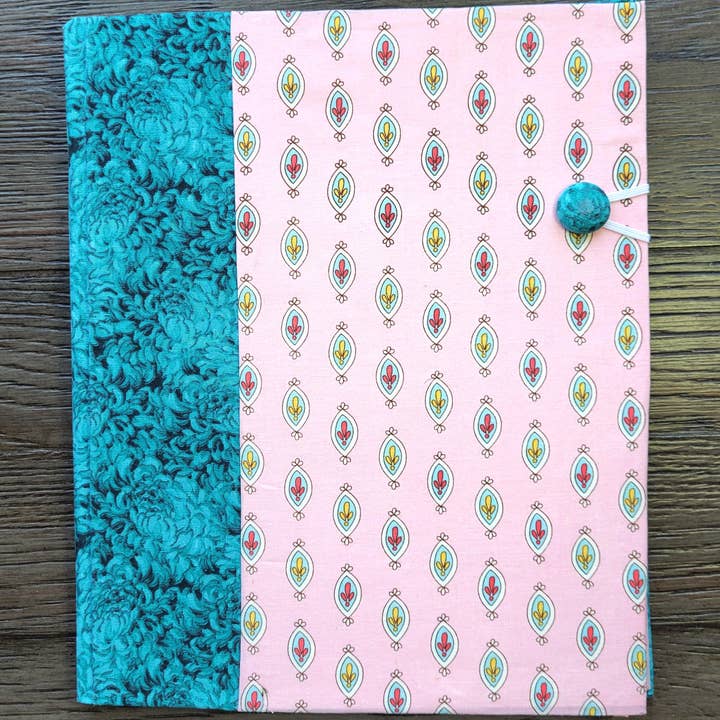 Chic Brico - Wholesale Notebook - Fabric Covered Hardcover Reusable Notebook Composition Book Cover - Aqua and Pink Charms6