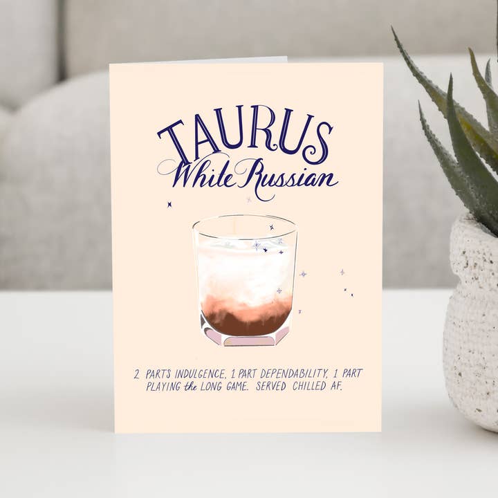 MizSant Studio - Wholesale Birthday Card - Taurus - The Cocktail Zodiac Astrology Birthday Card