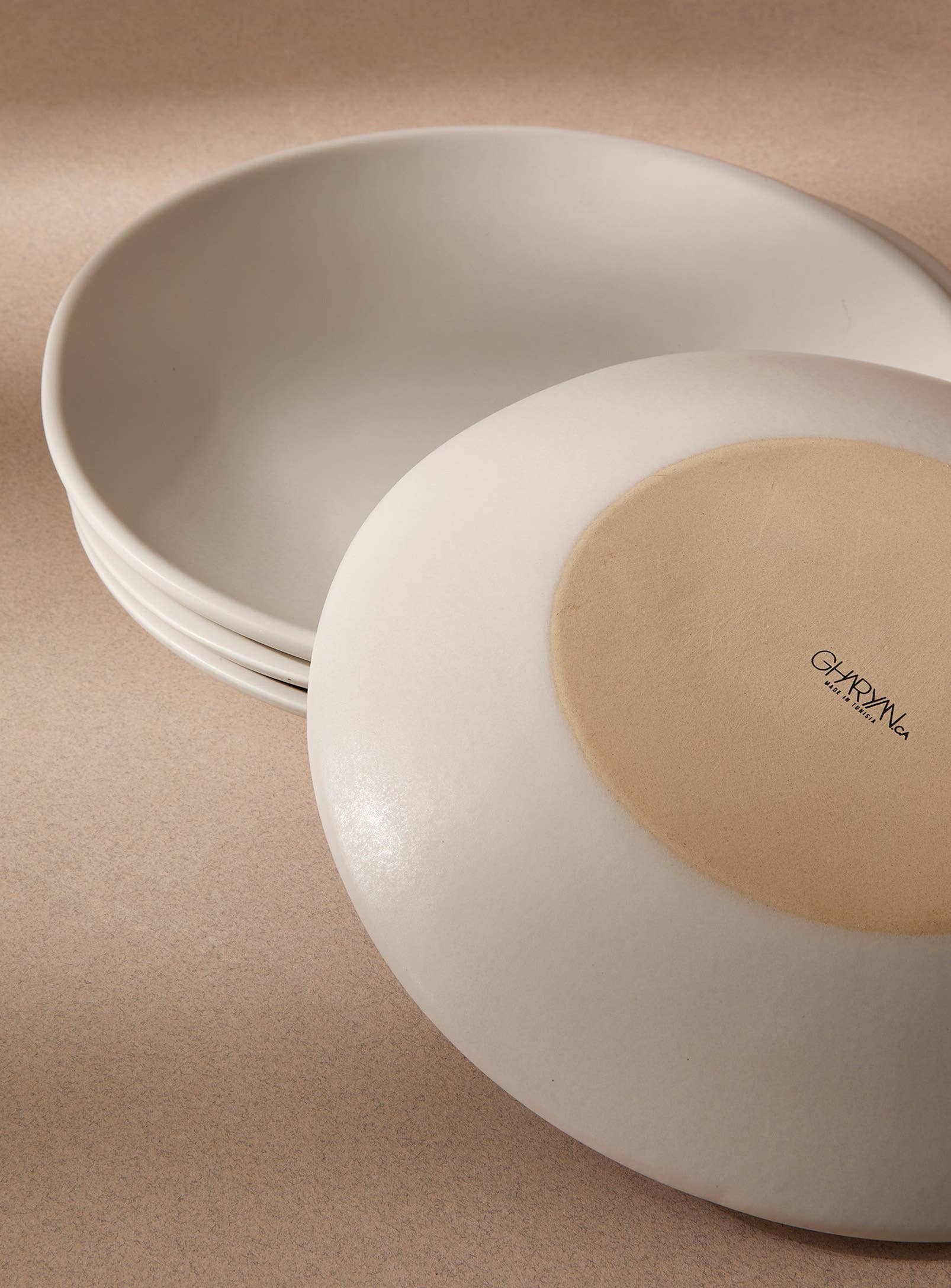 GHARYAN Stoneware & Olive Wood Tableware | Ships from USA - Wholesale Dinner Plate - Handmade Stoneware Dinner Plate | Dadasi 10.2"4